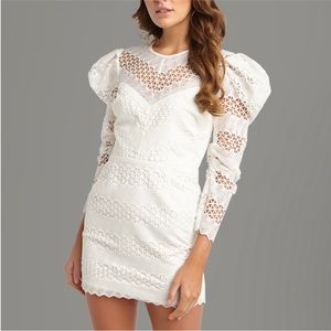White Lacey puff sleeve dress